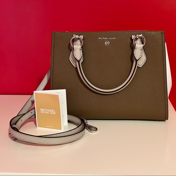 Michael Kors Marilyn Brown Medium Satchel with Metallic Handles - Picture 5 of 6